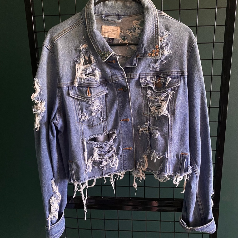 Universal Thread Upcycled Destroyed Denim Jacket - image 1